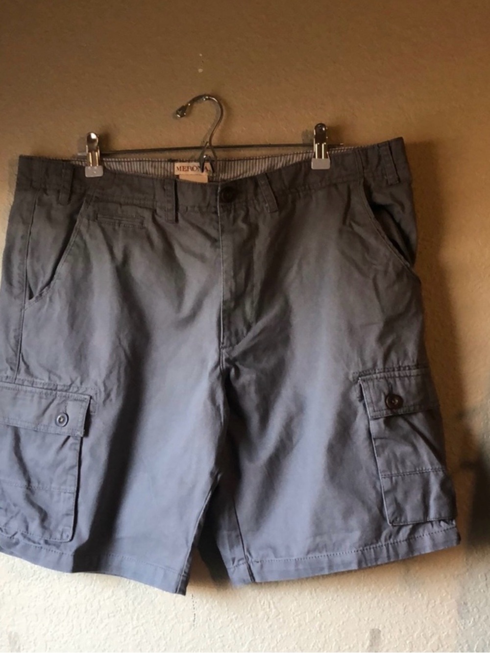 Merona Shorts Men’s Y2K Gray Casual Classic Summer Utility Cargo Shorts Size 40